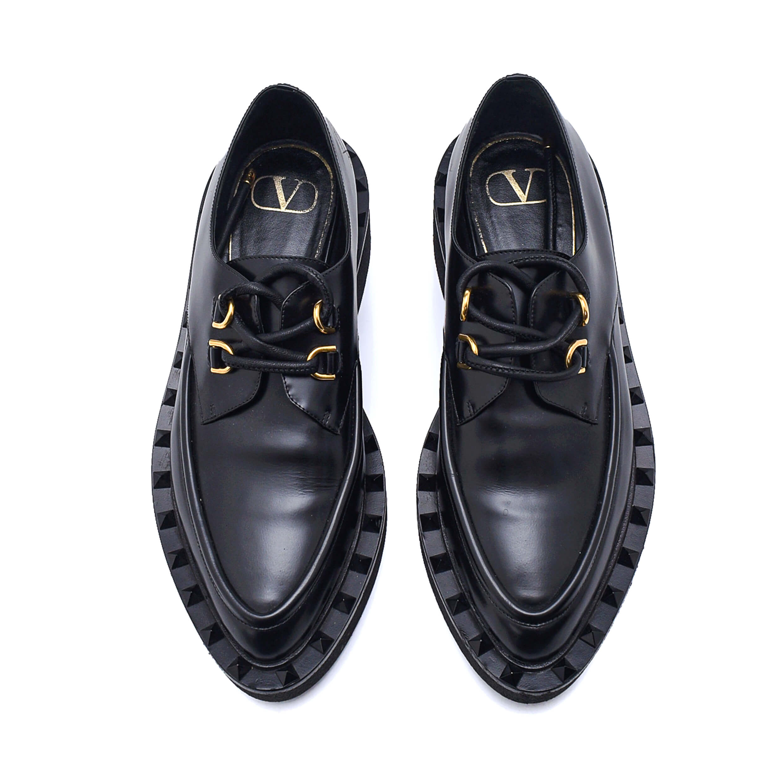 Valentino - Black Leather Lace Up Loafer